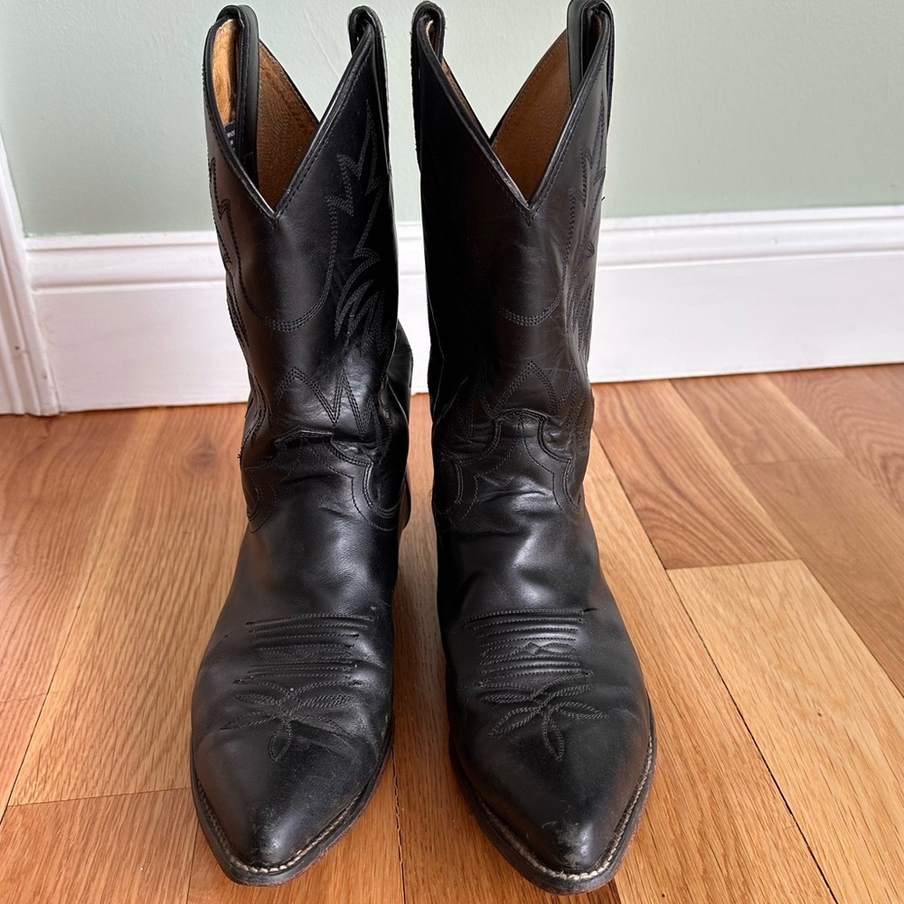 Justin Cowboy Western Boots Women’s Black Leather Boots 9.5 - Picture 7 of 12